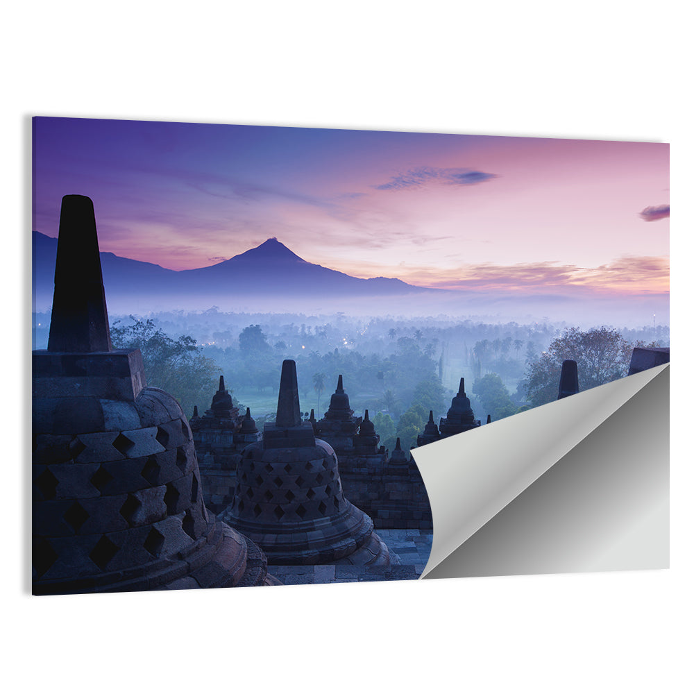 Misty Sunrise at Borobudur Wall Art