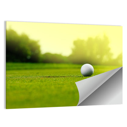 Dimpled Golf Ball on Putting Green Wall Art