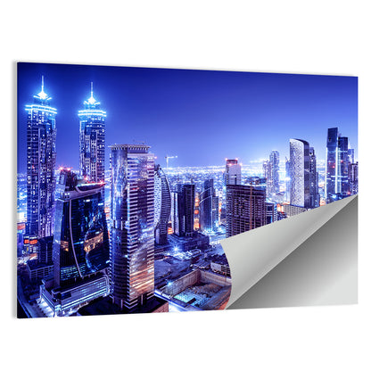 Downtown Dubai Night Skyline Wall Art