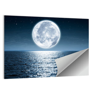 Full Moon Rising Over Ocean Wall Art