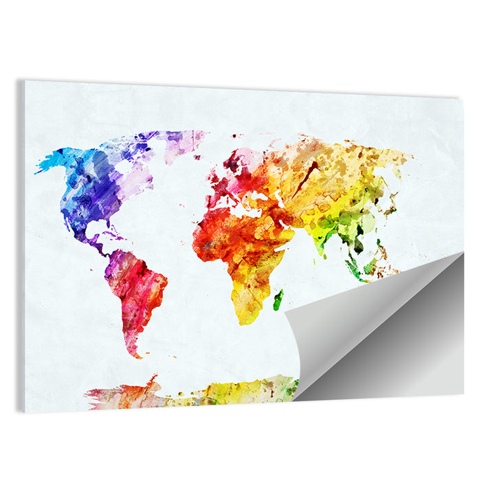 Abstract Watercolor World Map Wall Art as a poster print