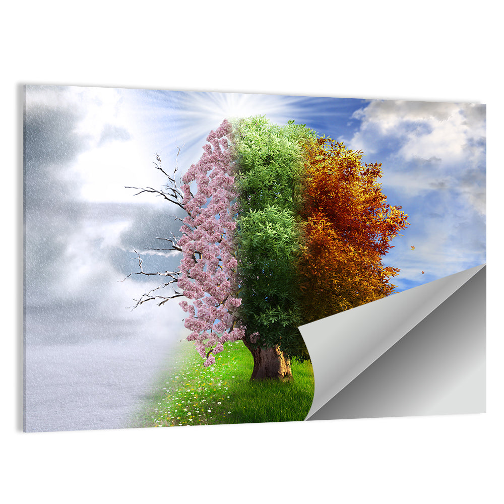 Tree Through Four Seasons Wall Art