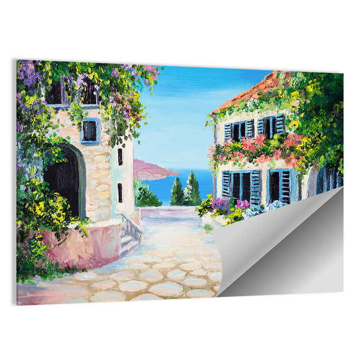 Cobblestone Path to the Sea Wall Art as a poster print