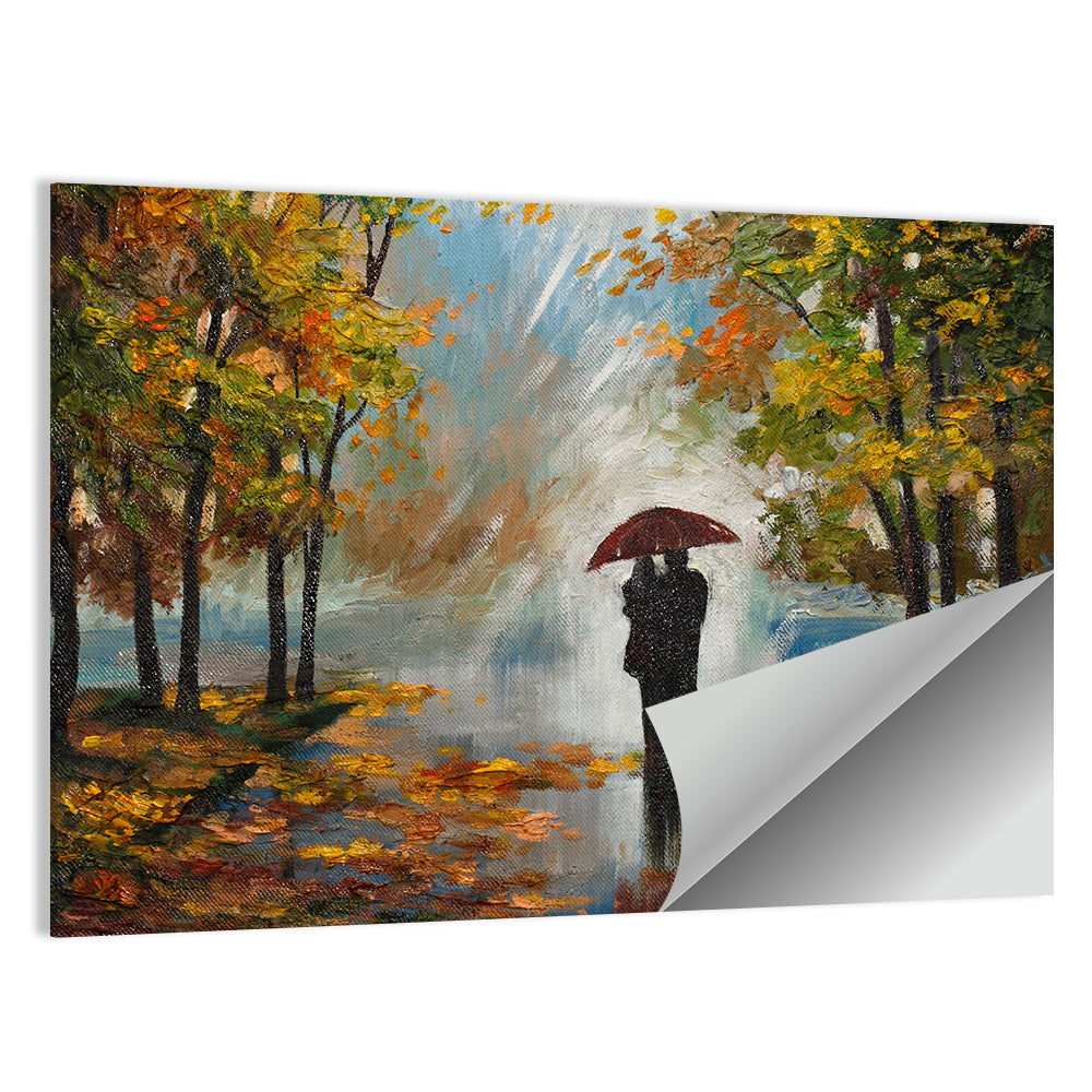 Couple in Autumn Forest Wall Art