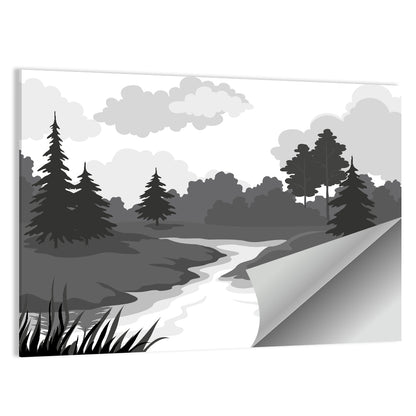 Winding River Silhouette Wall Art