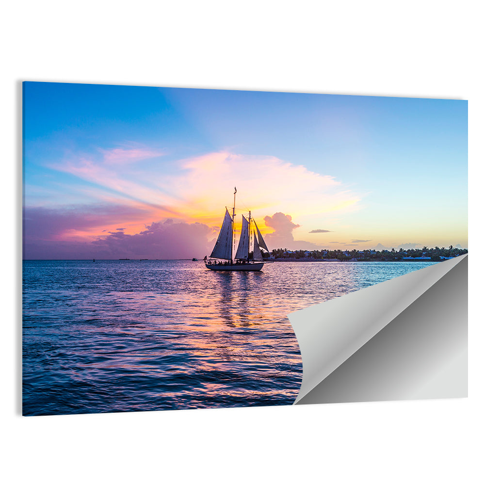 Key West Sailboat at Sunset Wall Art