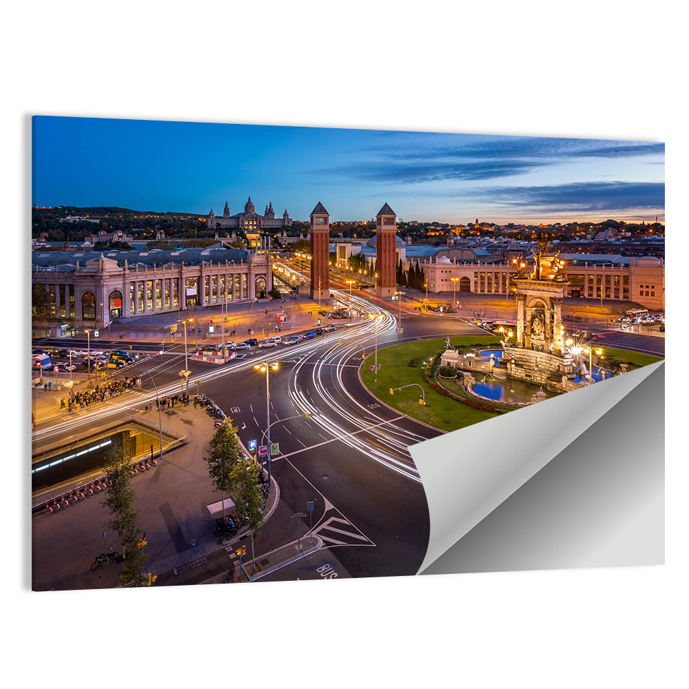 Plaça D'espanya at Night Wall Art