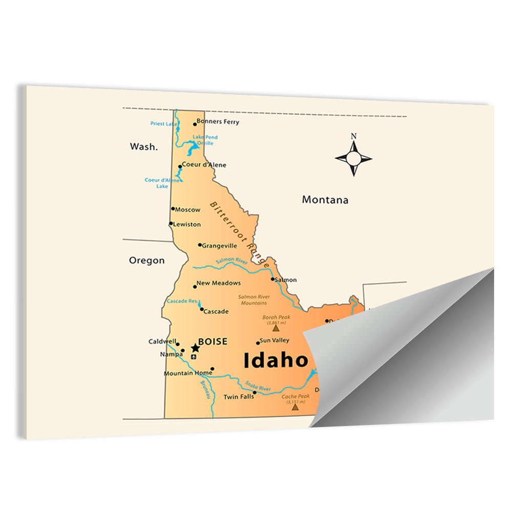 Idaho Cartographic Map Wall Art