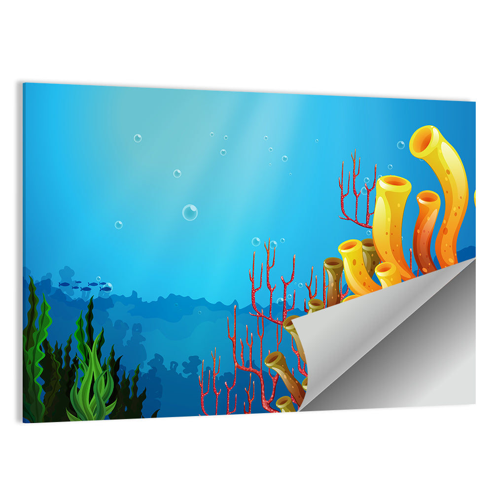 Undersea Coral Reef Illustration Wall Art