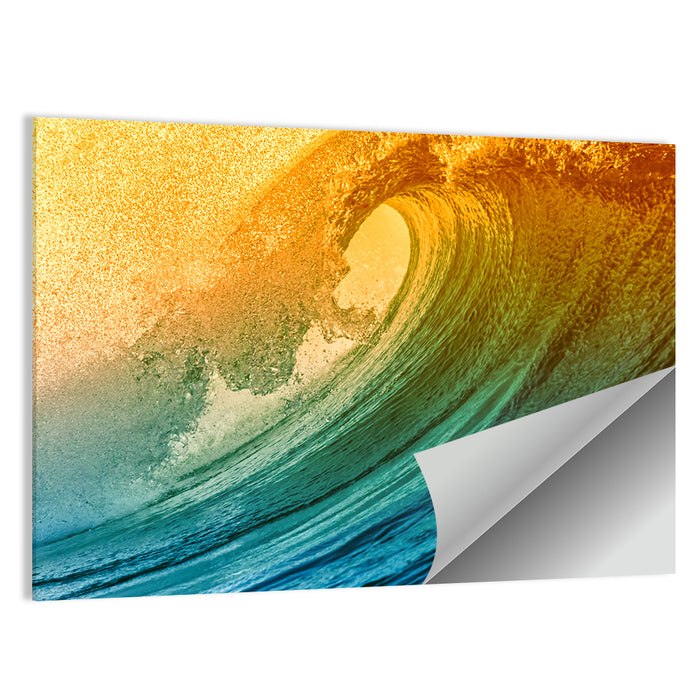 Golden Hour Barrel Wave Wall Art as a poster print