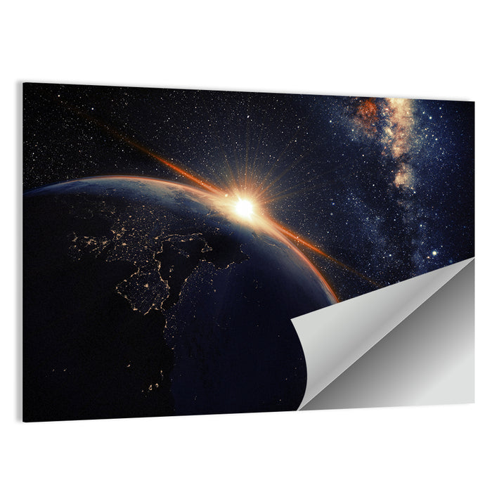 Sunrise Over Earth from Orbit Wall Art as a poster print