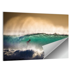 Surfer On Ocean Wave In Bali Wall Art