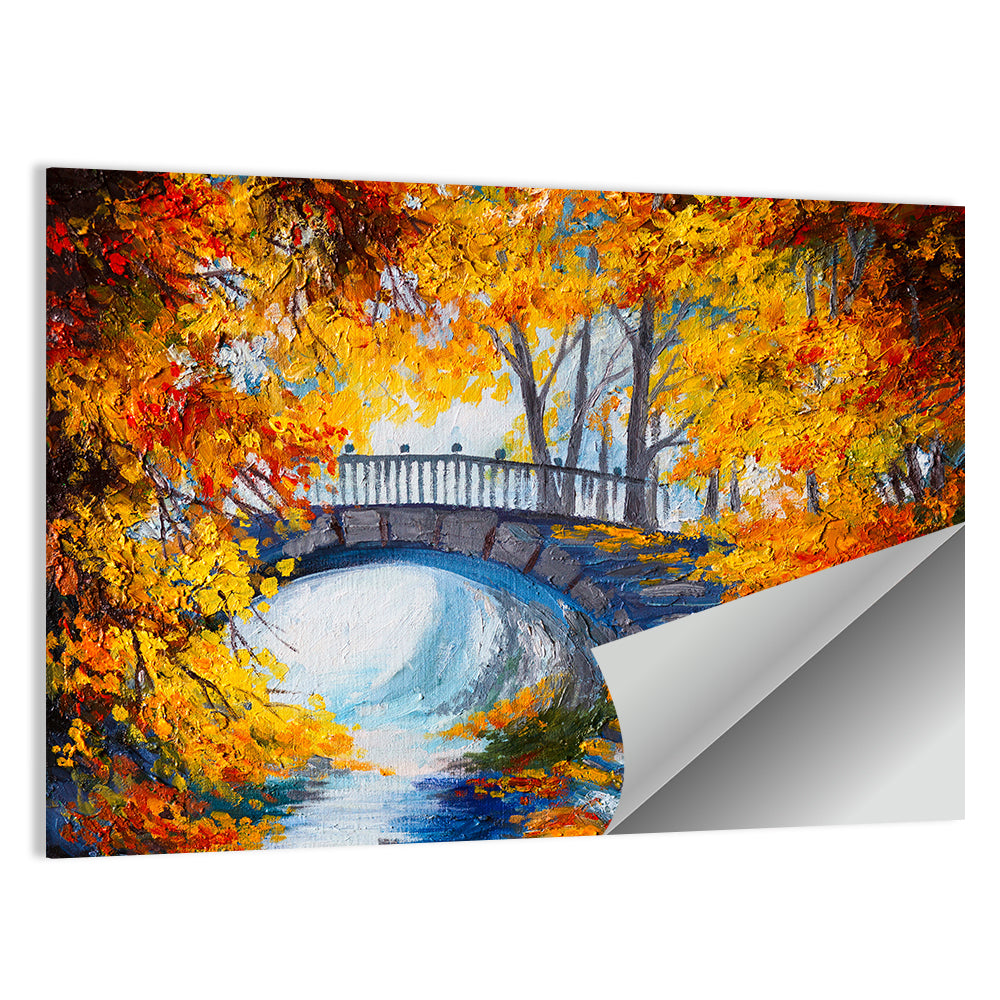 Autumn Forest Stone Bridge Wall Art