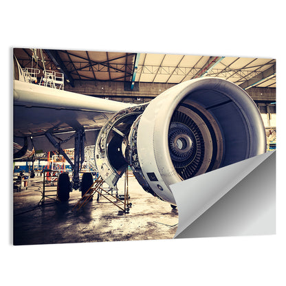 Open Jet Engine in Hangar Wall Art