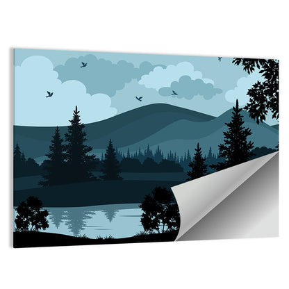 Flying Birds Silhouette Wall Art