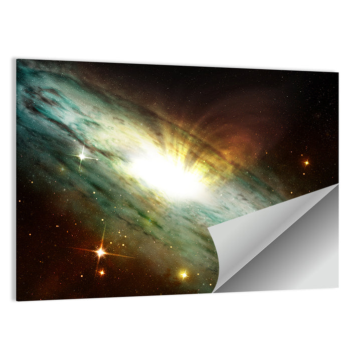 Spiral Galaxy with Glowing Core Wall Art as a poster print