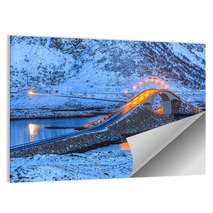 Fredvang Bridges at Twilight Wall Art as a poster print