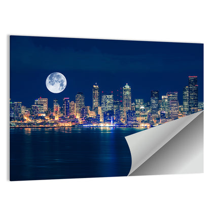 Seattle Skyline at Night Wall Art