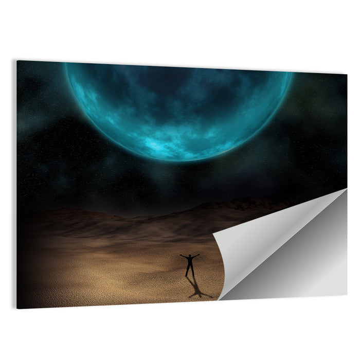 Blue Planet Desert Silhouette Wall Art as a poster print