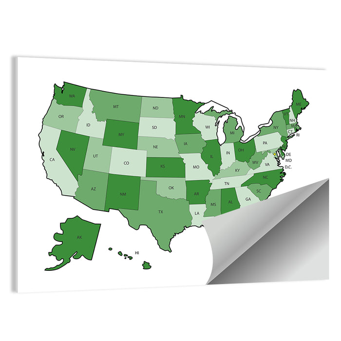 United States Political Map Wall Art as a poster print