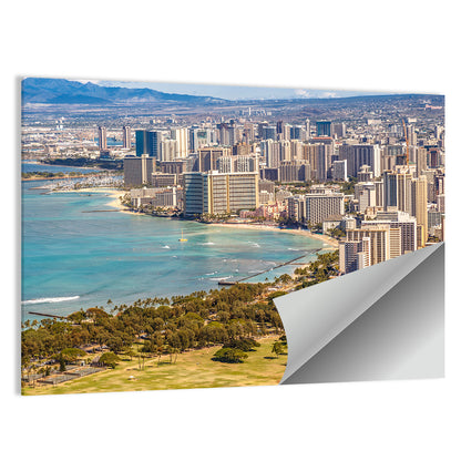 Waikiki Beach and Honolulu Skyline Wall Art