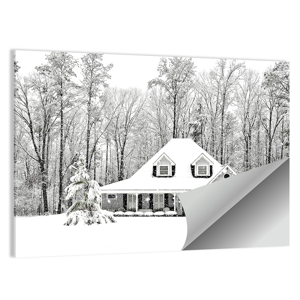 Frosty Winter House Landscape Wall Art