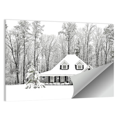 Frosty Winter House Landscape Wall Art