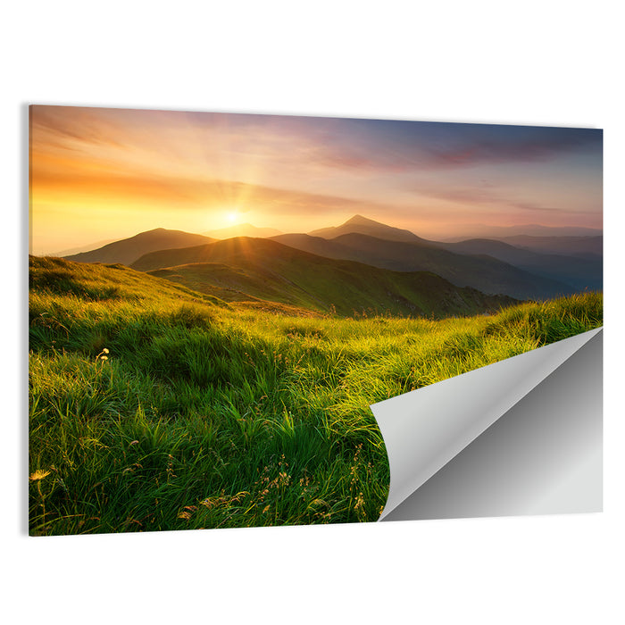 Mountain Valley at Sunrise Wall Art as a poster print