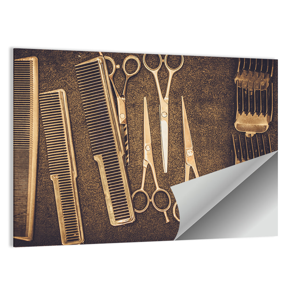Barber Tools Flat Lay Wall Art