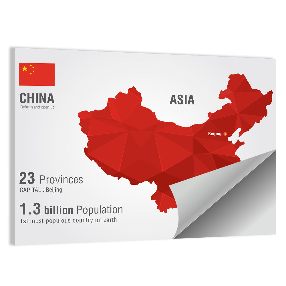 Geometric China Map Infographic Wall Art