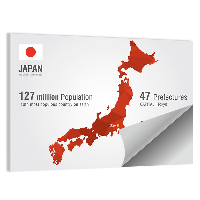 Japan Map Infographic with Tokyo Marker Wall Art as a poster print