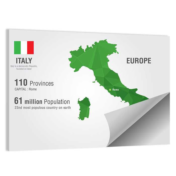Geometric Italy Map Infographic Wall Art as a poster print