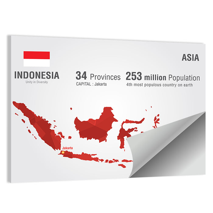 Indonesia Map Infographic Wall Art as a poster print