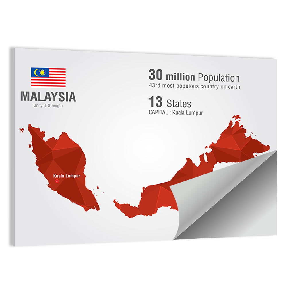 Malaysia Geometric Map Wall Art