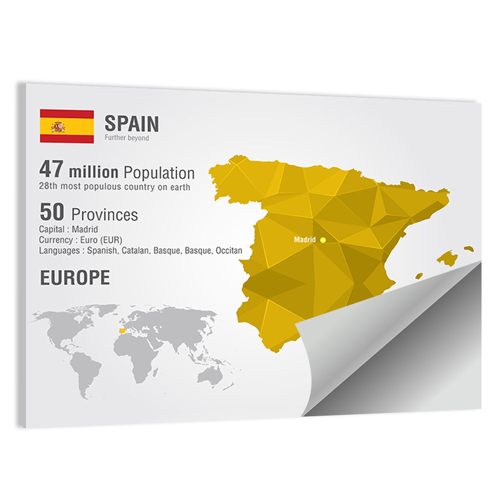 Geometric Spain Map Infographic Wall Art