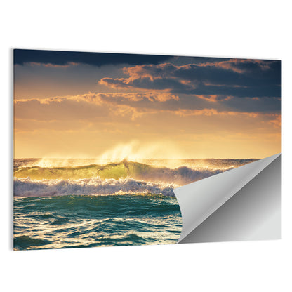 Golden Hour Breaking Waves Wall Art