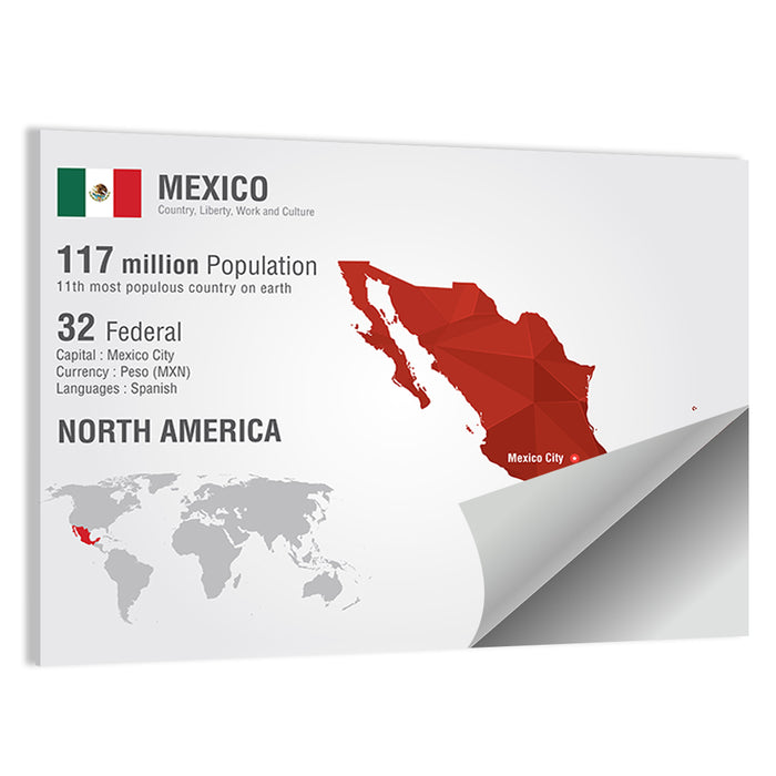 Mexico Geometric Map Wall Art as a poster print