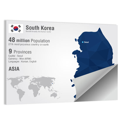 South Korea Map Wall Art