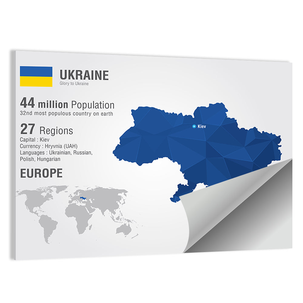 Stylized Ukraine Map Wall Art