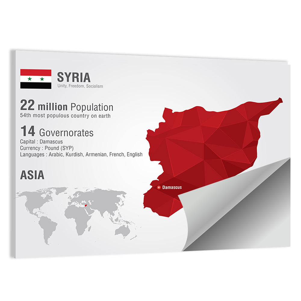 Syria Geometric Map Wall Art