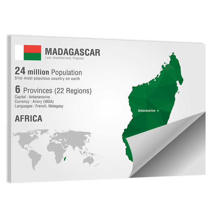 Madagascar Geometric Map Wall Art as a poster print