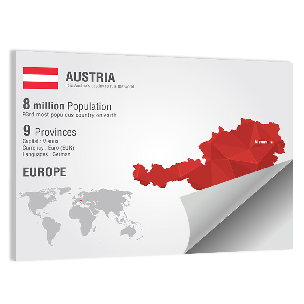 Austria Geometric Map Wall Art