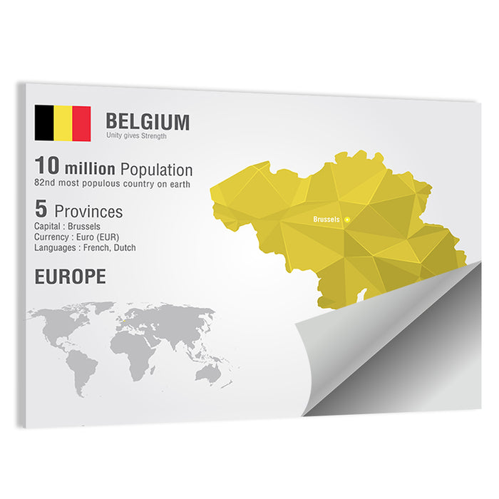 Belgium Geometric Map Wall Art as a poster print