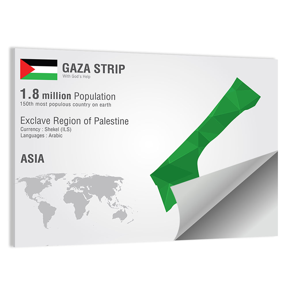 Gaza Strip Geometric Map Wall Art