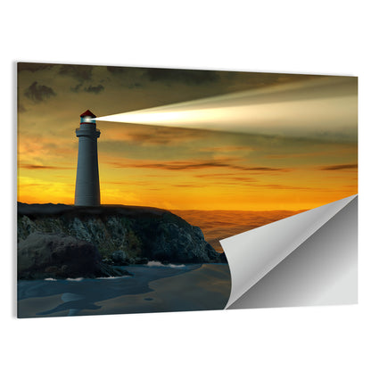 Solitary Lighthouse at Sunset Wall Art