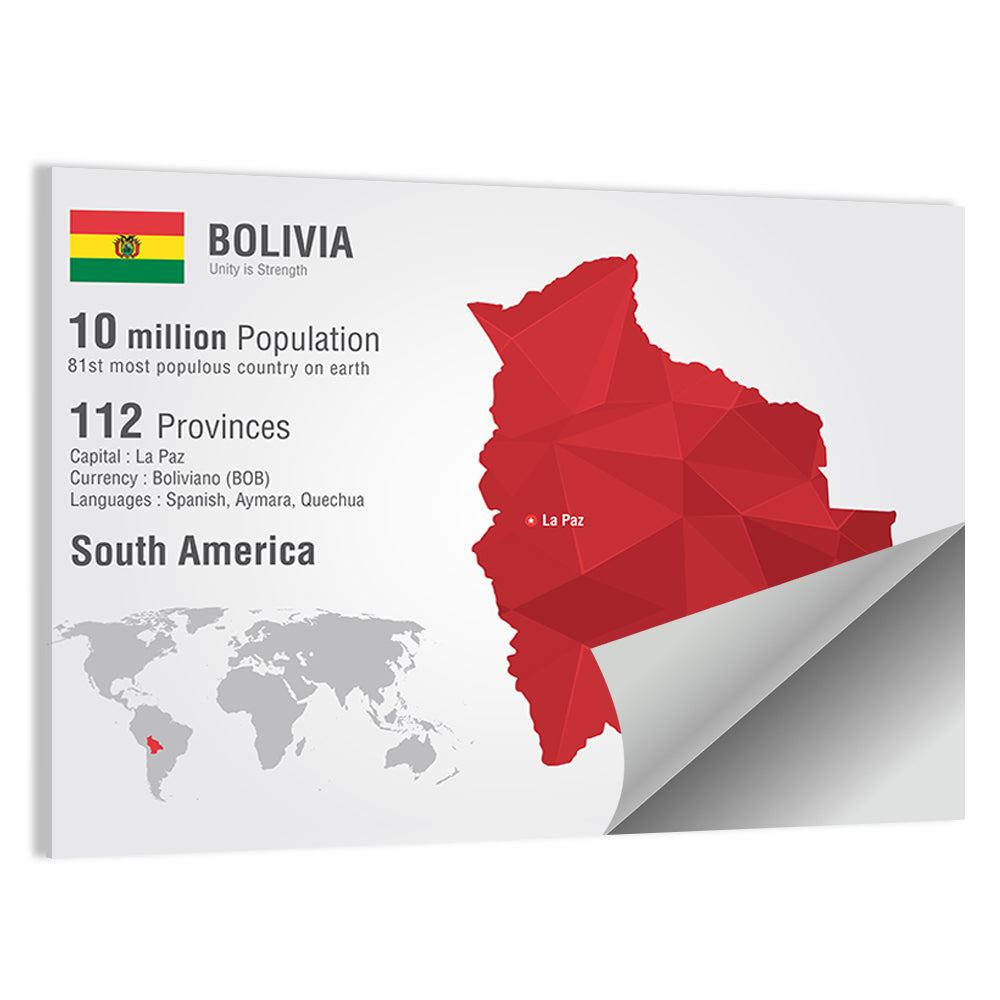 Bolivia Infographic Map Wall Art