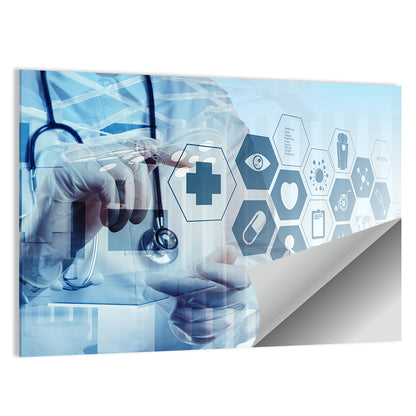Doctor Double Exposure with Medical Icons Wall Art
