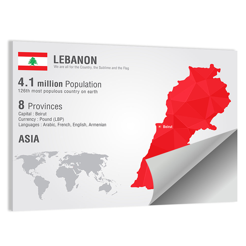 Lebanon Geometric Map Wall Art