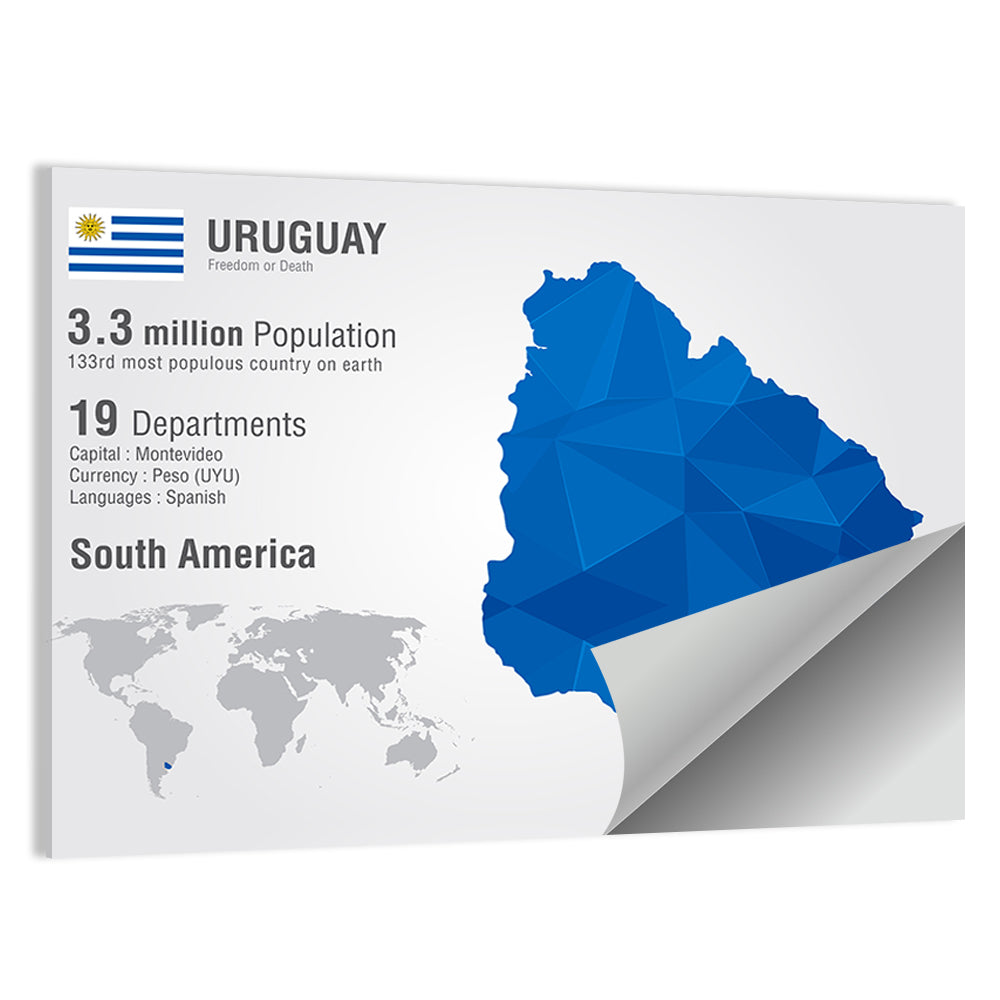 Uruguay Geometric Map Wall Art