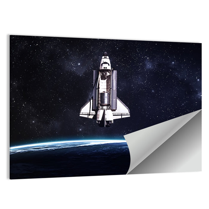 Space Shuttle Over Curved Earth Wall Art as a poster print